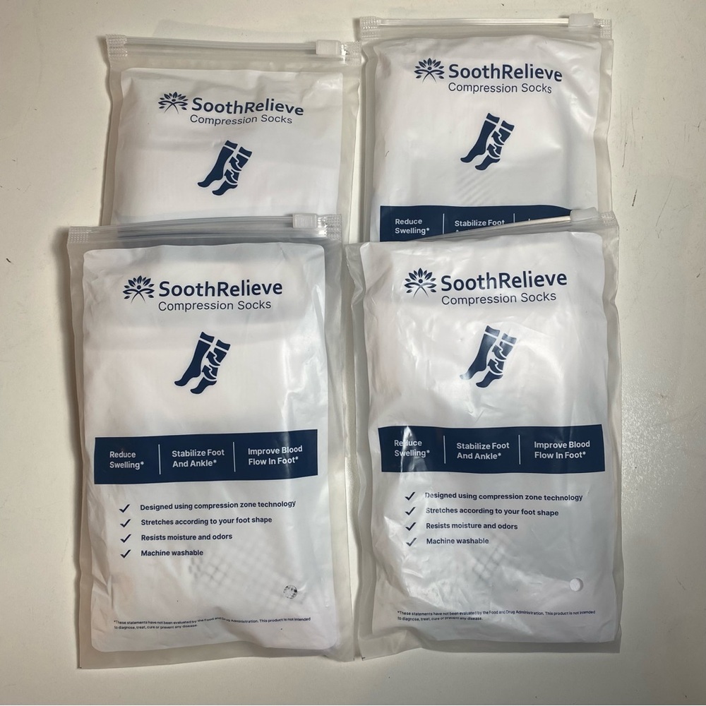 Set Of 4 Pairs New In Original Packaging SoothRelieve Compression Socks Size L
